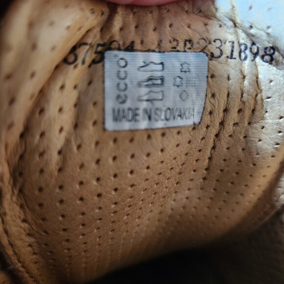 ECCO Yak 37504 Brown Beige Leather Sneakers Shoes Mens Size 43 US 9.5 10 Used - Picture 9 of 11